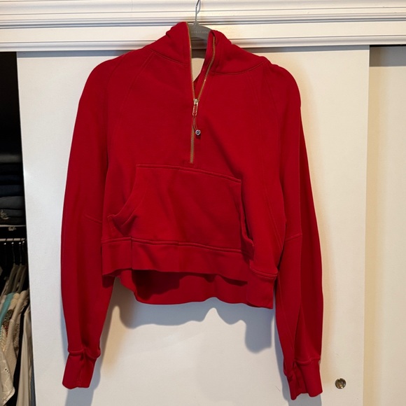 Lululemon Lunar New Year Scuba Oversized Half Zip Red with GOLD zip M/L LIMITED - Picture 1 of 4